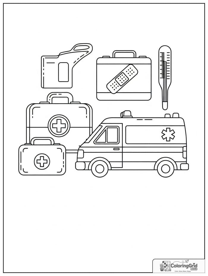 Ambulance with simple medical kit items