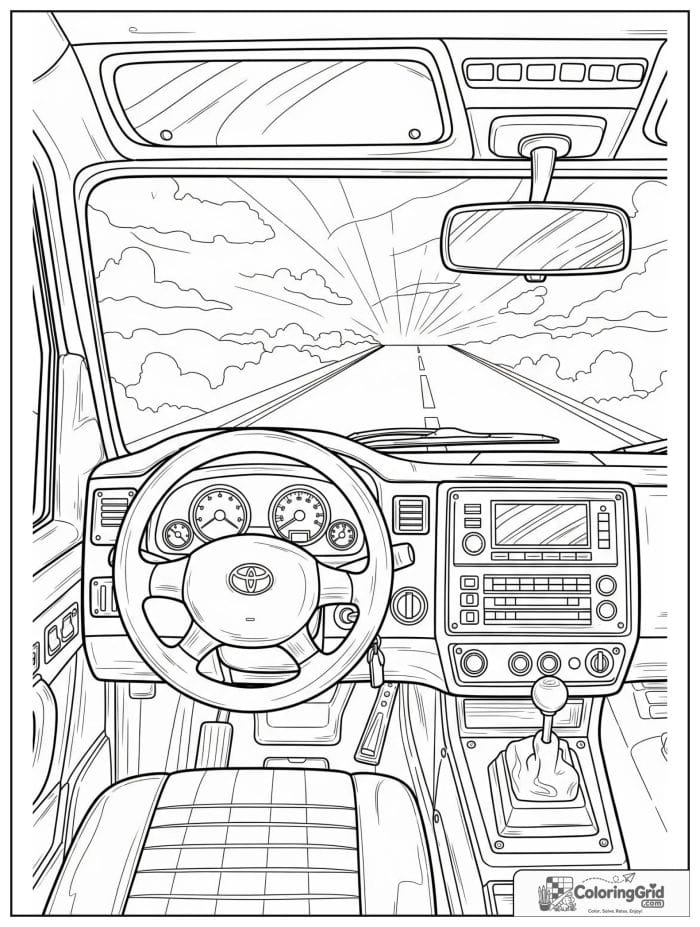 Ambulance dashboard and cabin interior drawing