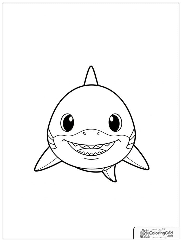 Cute baby shark swimming with a smile.
