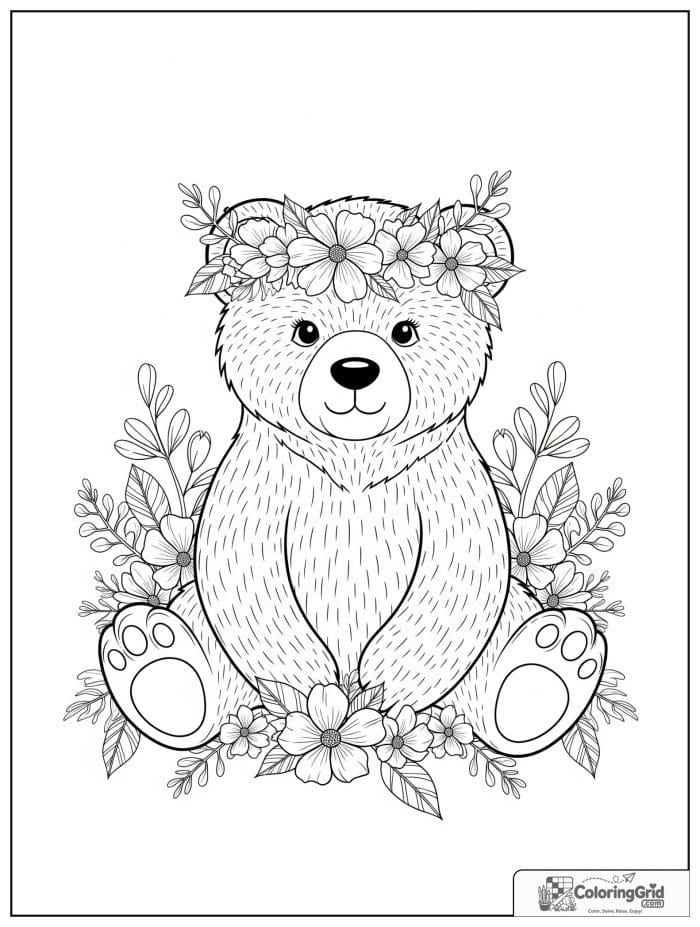Sweet bear wearing a flower crown.