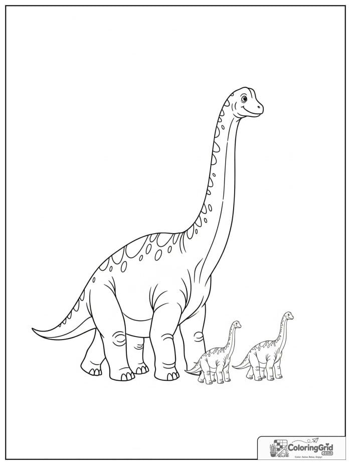 Brachiosaurus family walking coloring sheet