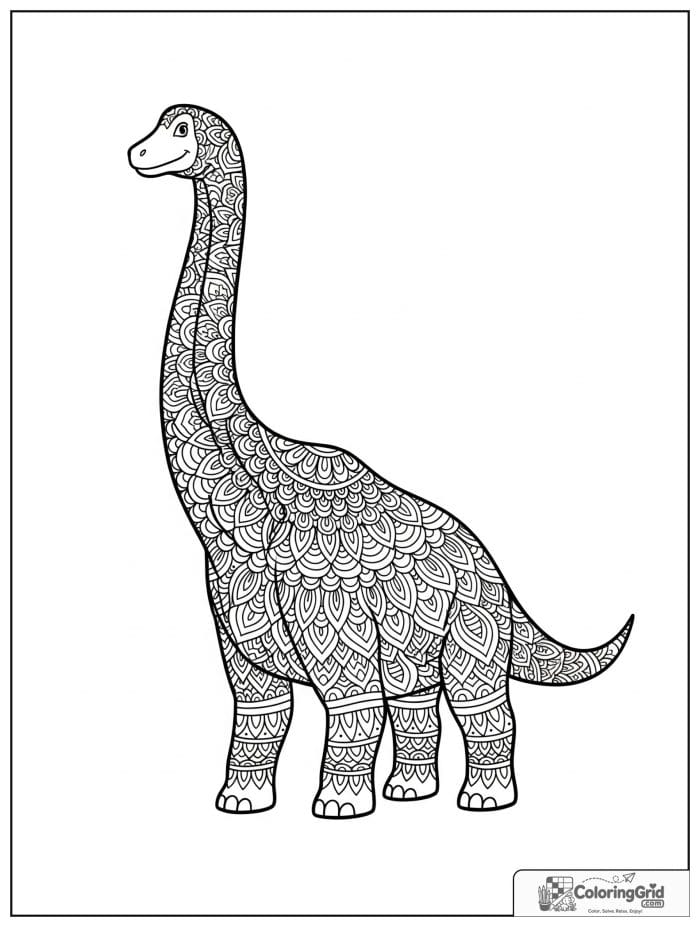 Brachiosaurus mandala design coloring sheet