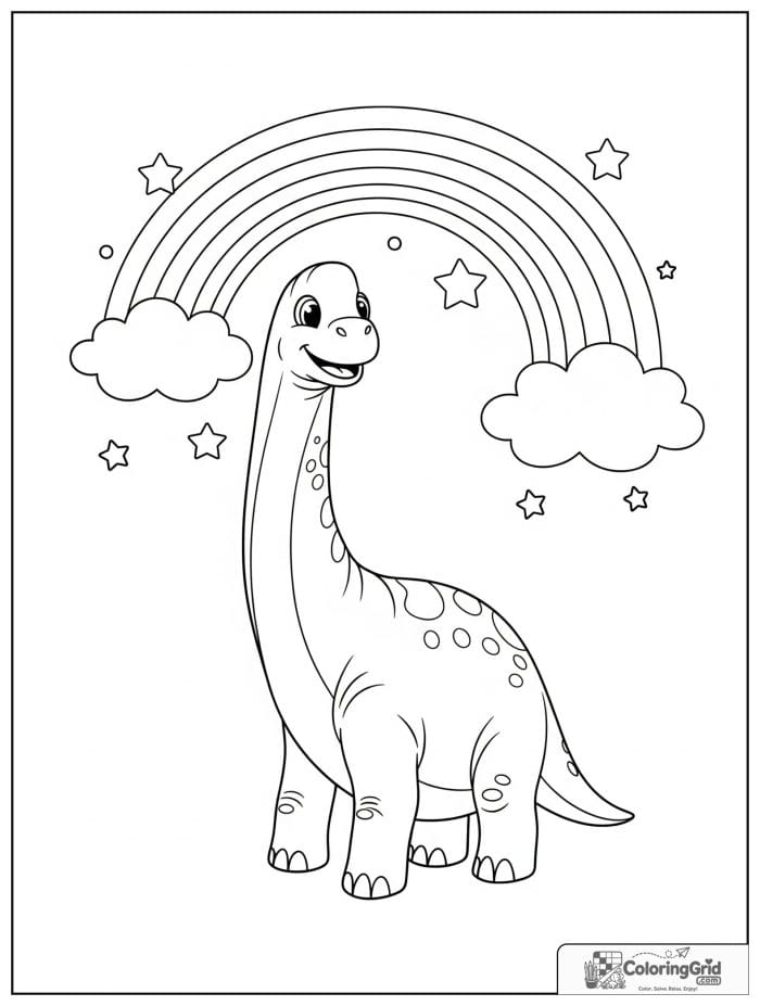 Brachiosaurus under rainbow coloring sheet