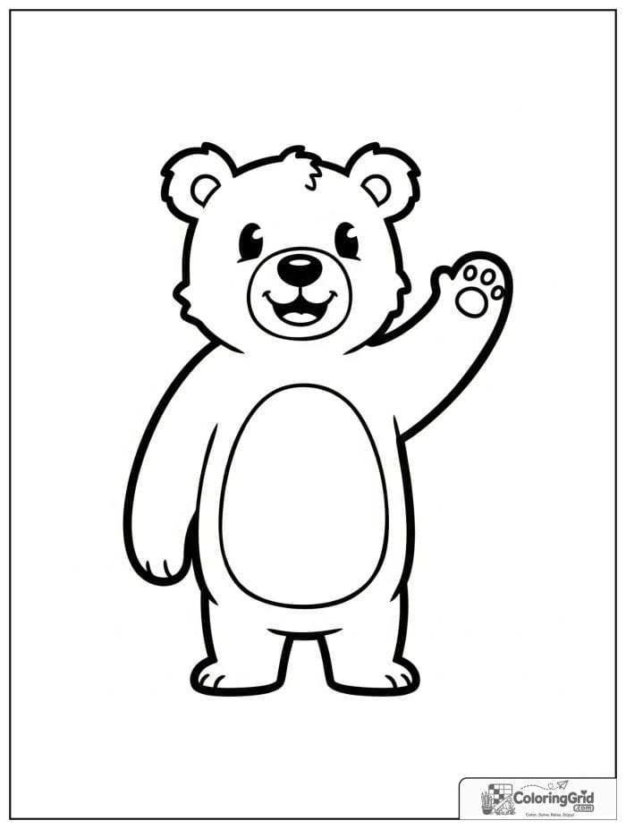 Cartoon bear waving hello.