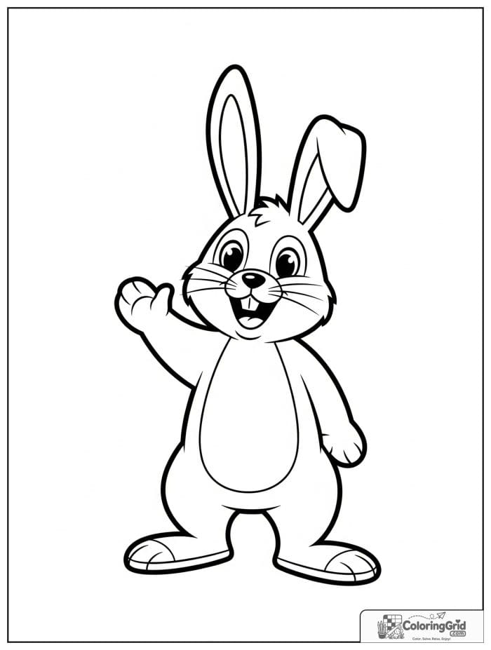 Cartoon rabbit waving hello.