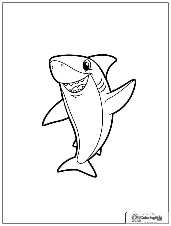Cartoon shark waving and smiling.