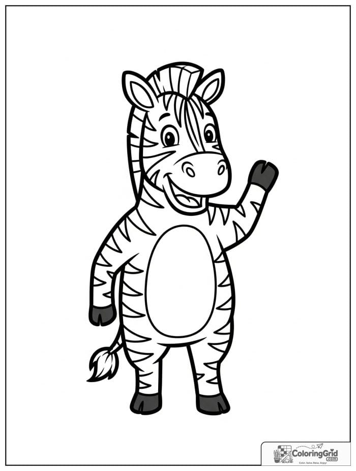 Cartoon zebra waving hello.