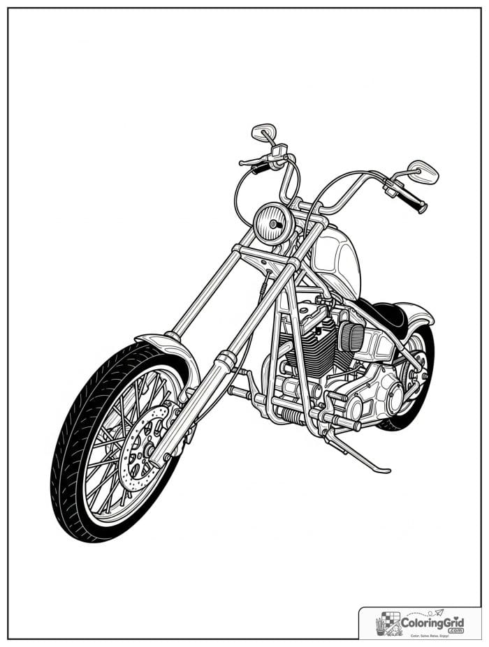 Chopper motorcycle with long fork for Motorcycle Coloring Pages