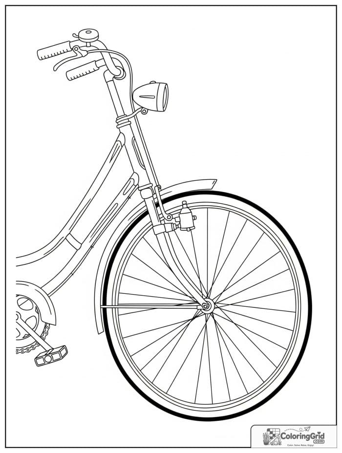 Classic bicycle with a bell, light, and fenders.