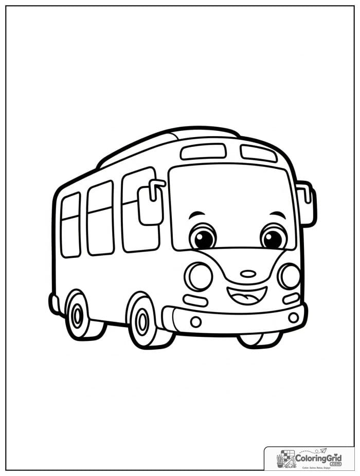 Cute smiling cartoon bus for Bus Coloring Pages