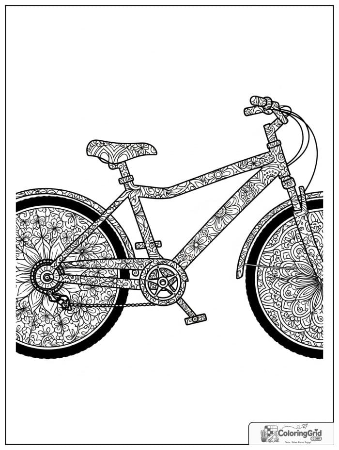 Decorative bicycle with mandala-style patterns.