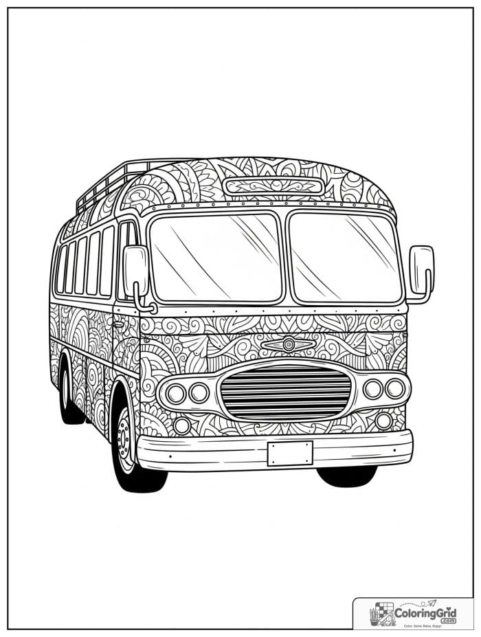 Detailed vintage tour bus for Bus Coloring Pages