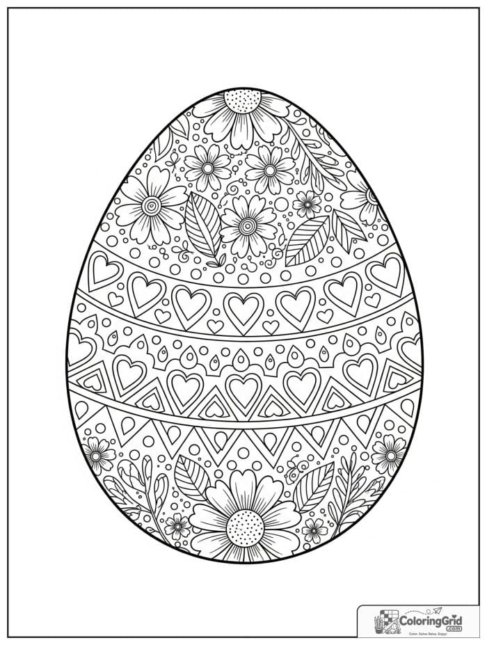 Large Easter egg mandala coloring page
