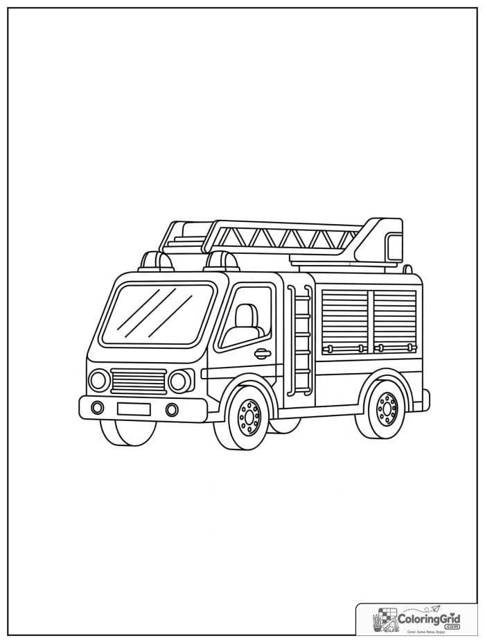 Small rescue fire truck in black and white.