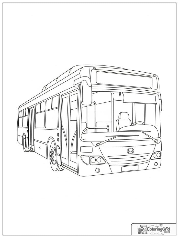 Three quarter front city bus for Bus Coloring Pages