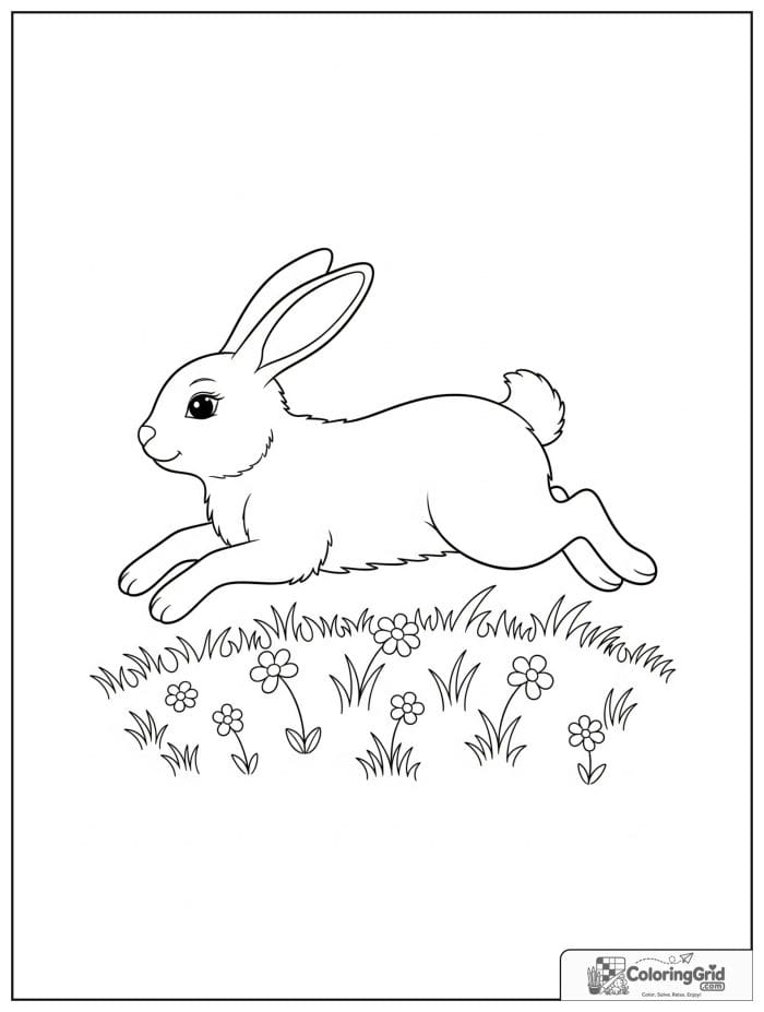 Playful rabbit hopping through a meadow.