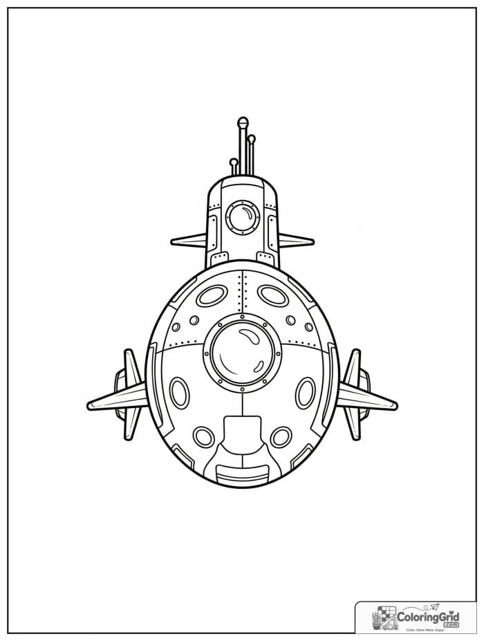 Large submarine vehicle front view coloring page