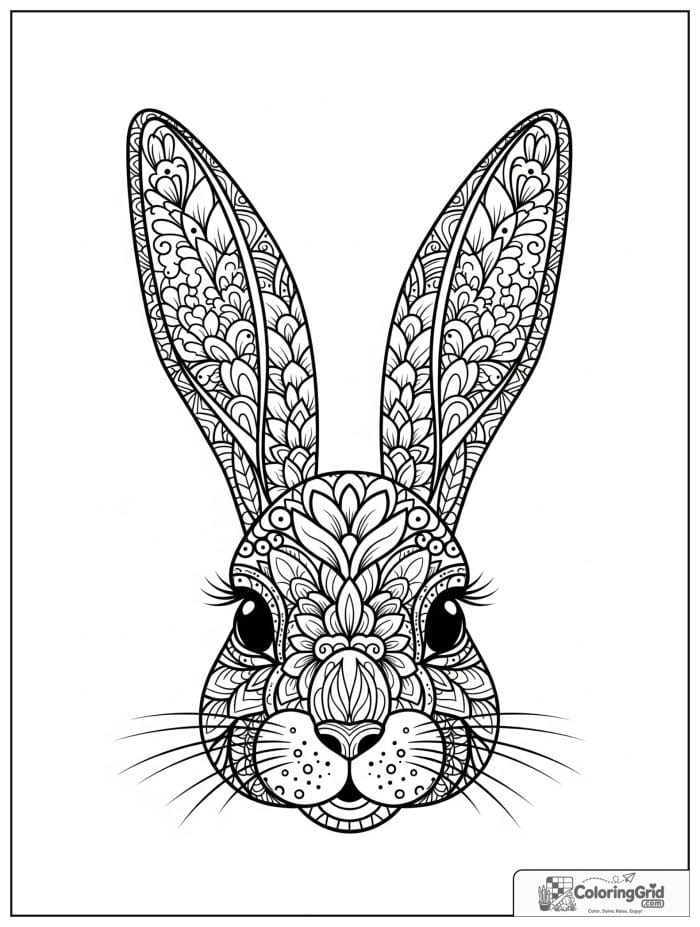 Rabbit face with mandala patterns.