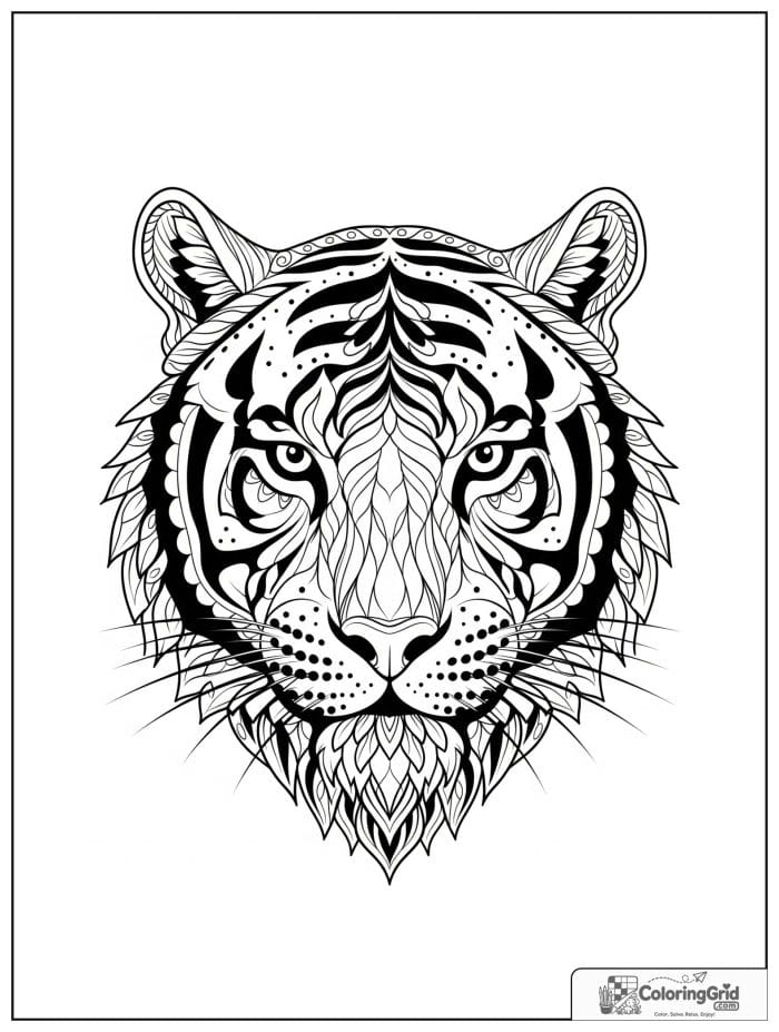 Tiger face with mandala patterns.