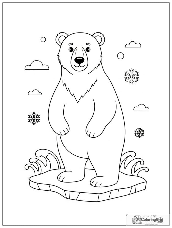 Friendly polar bear standing on ice.