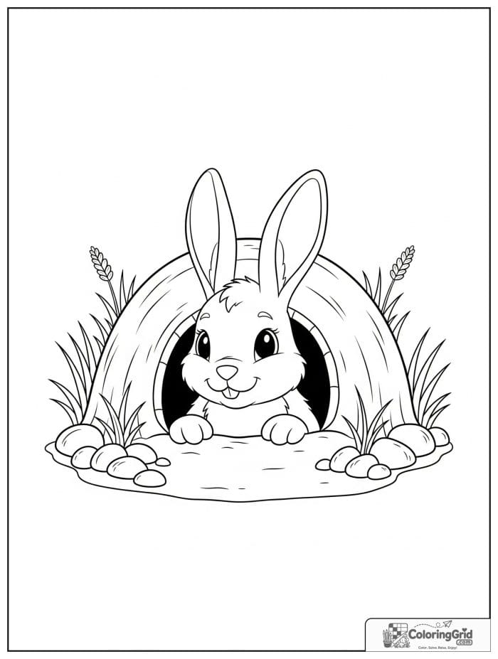 Curious rabbit peeking from a burrow.