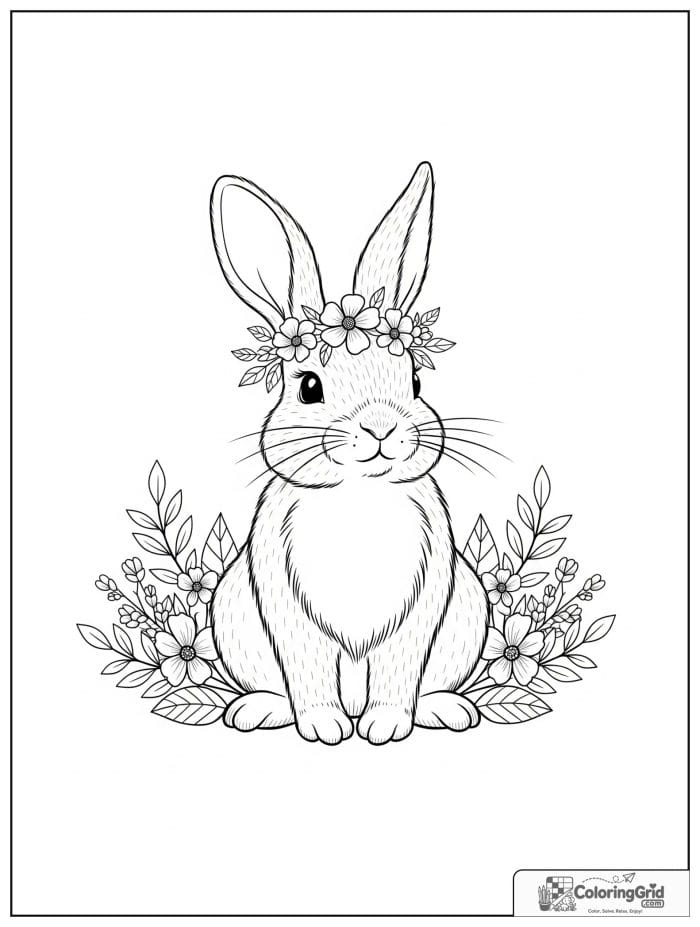 Sweet rabbit wearing a flower crown.