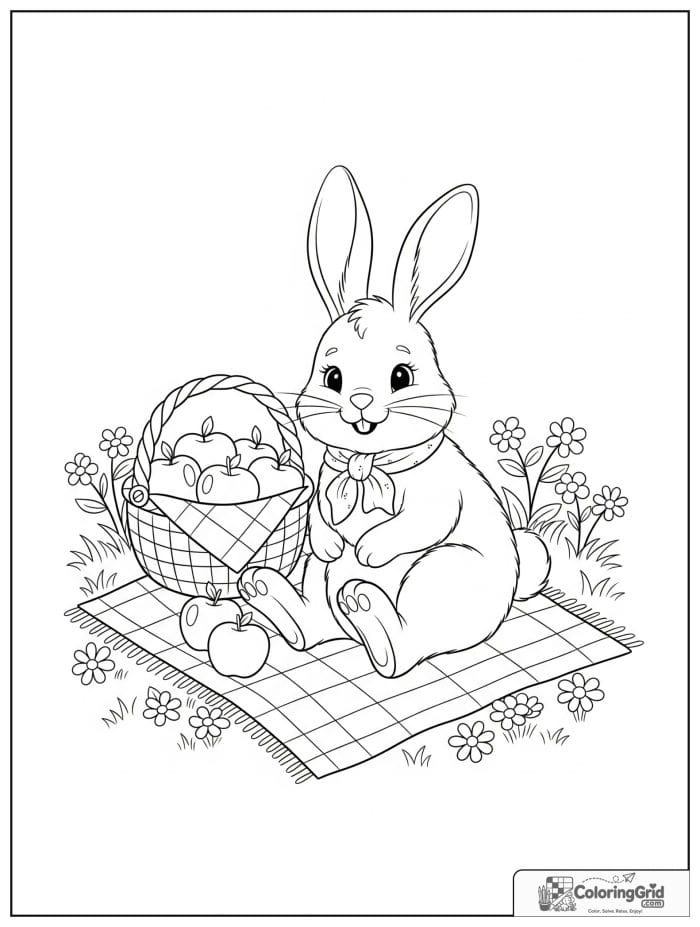 Happy rabbit having a picnic.