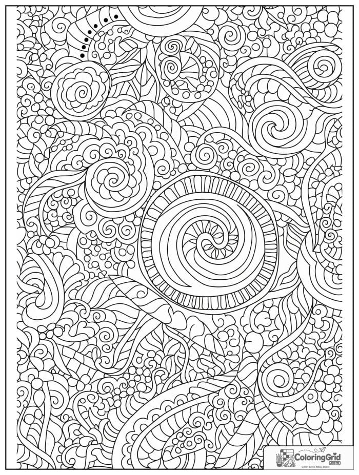 Relaxing abstract swirl coloring page with spirals and loops