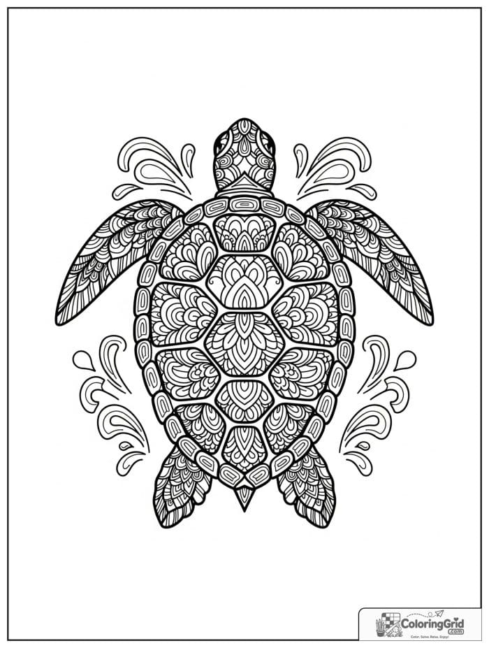 Sea turtle mandala coloring sheet