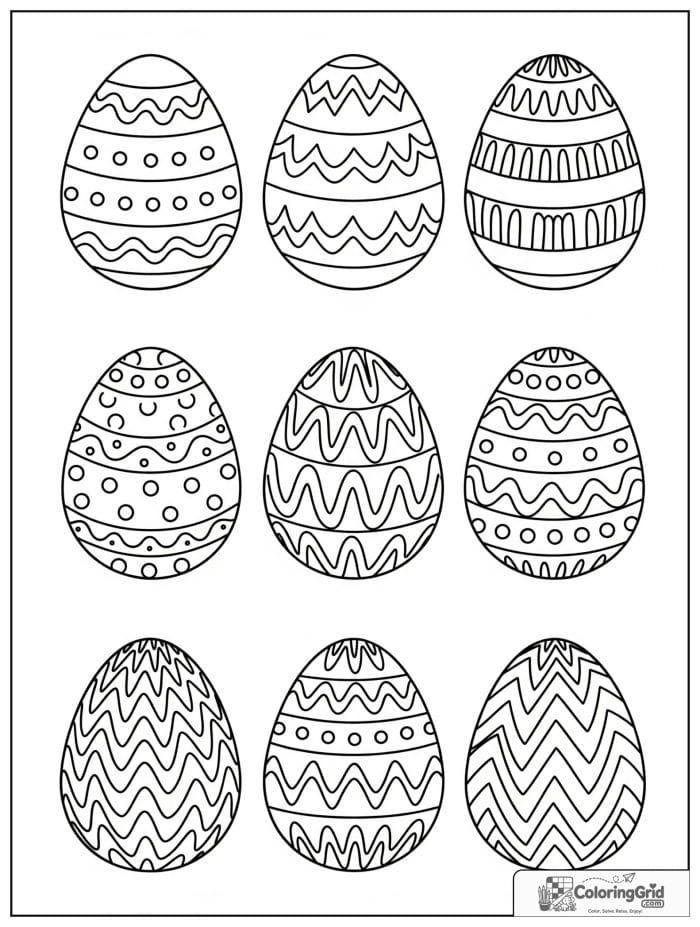 Oval egg shapes with patterns in black and white.