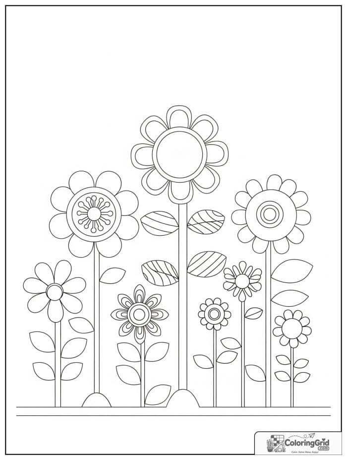 Flower garden made from shapes in black and white.