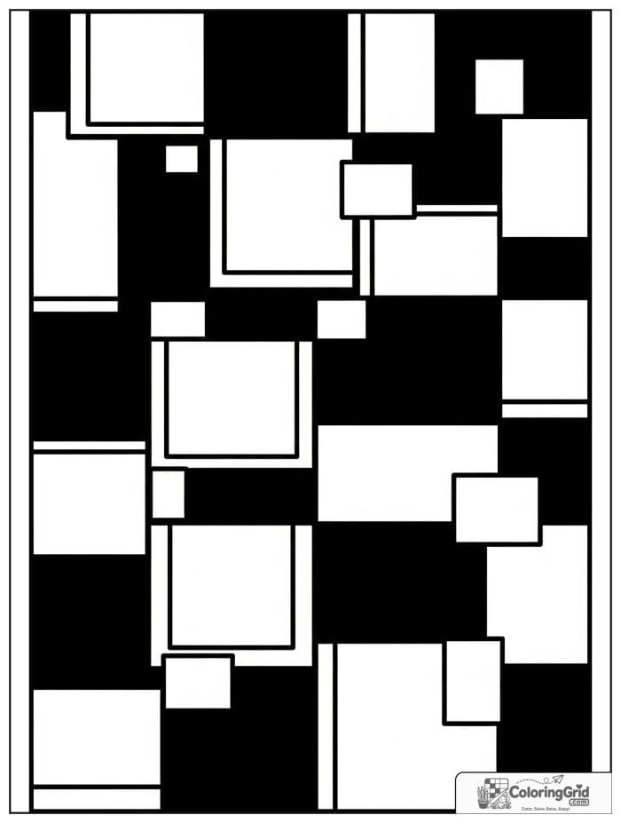 Square tile pattern in black and white artwork.