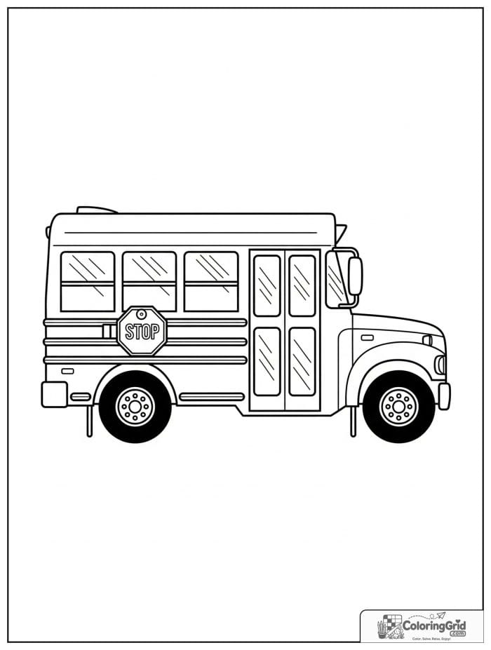 Side view school bus with stop sign for Bus Coloring Pages