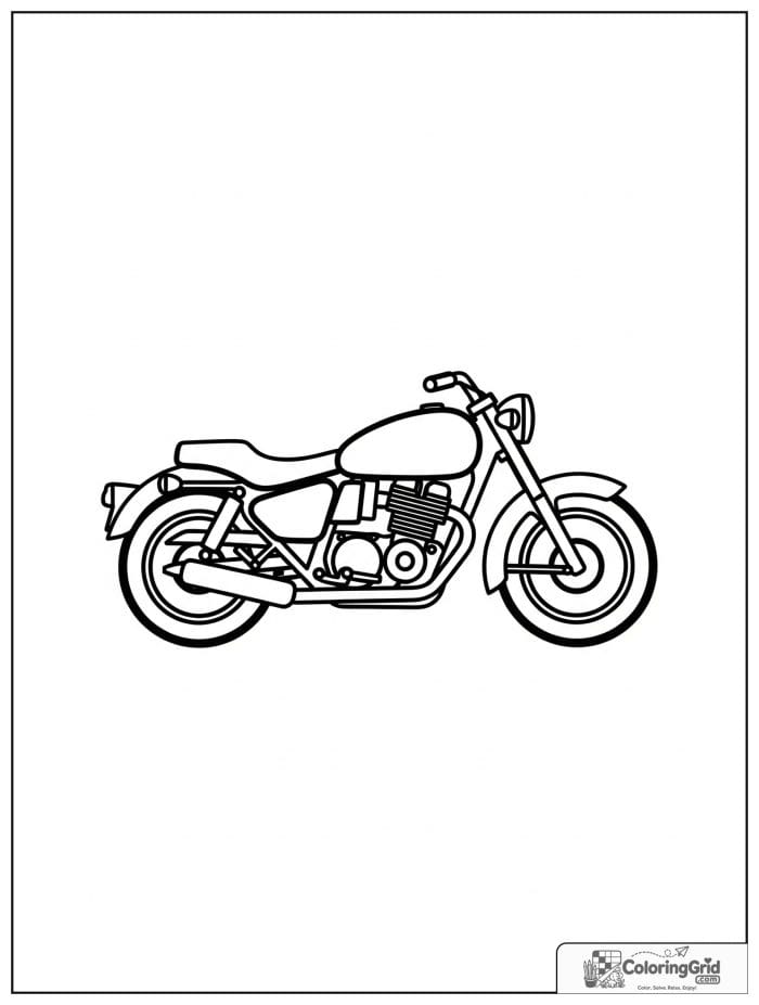 Simple classic motorcycle side view for Motorcycle Coloring Pages