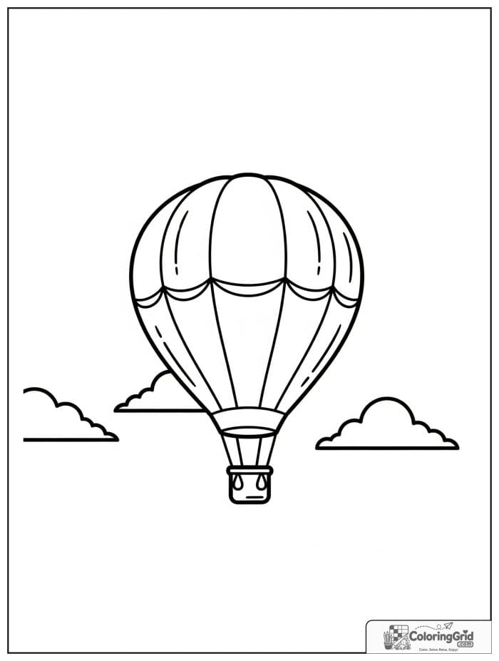 Simple hot air balloon in sky coloring sheet