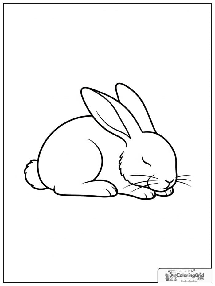 Sleeping rabbit curled up peacefully.