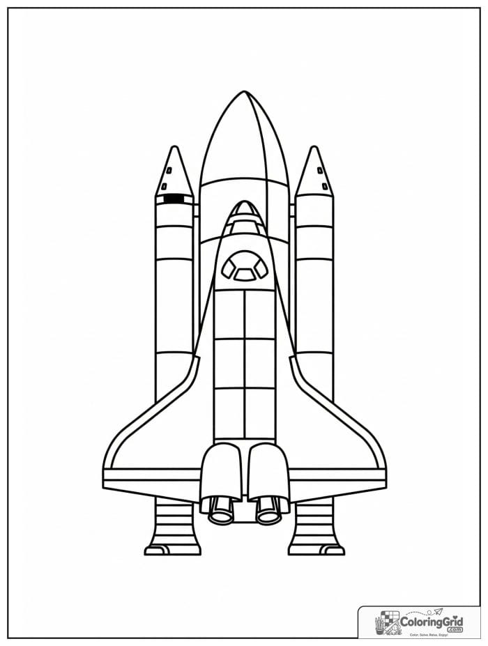 Front view space shuttle coloring image.