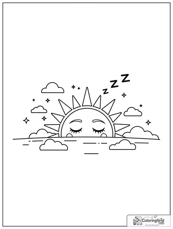 Sleepy morning sun in black and white artwork.
