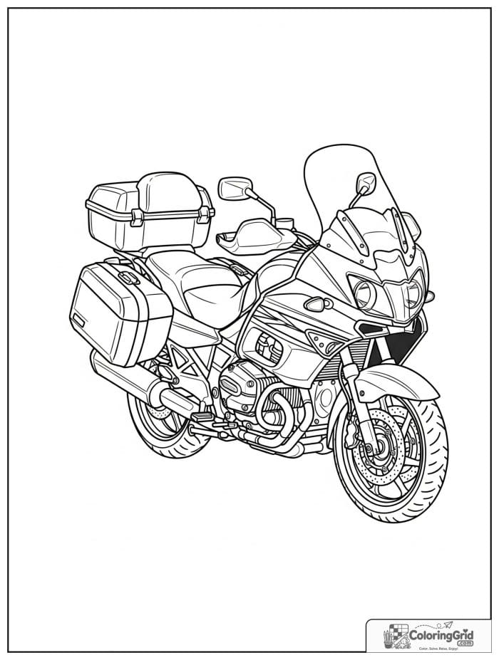 Touring motorcycle with luggage boxes for Motorcycle Coloring Pages