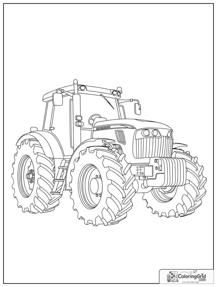Tractor with large rugged tires in bold line art.