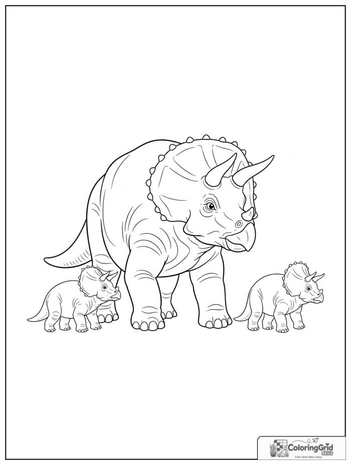 Triceratops family coloring sheet