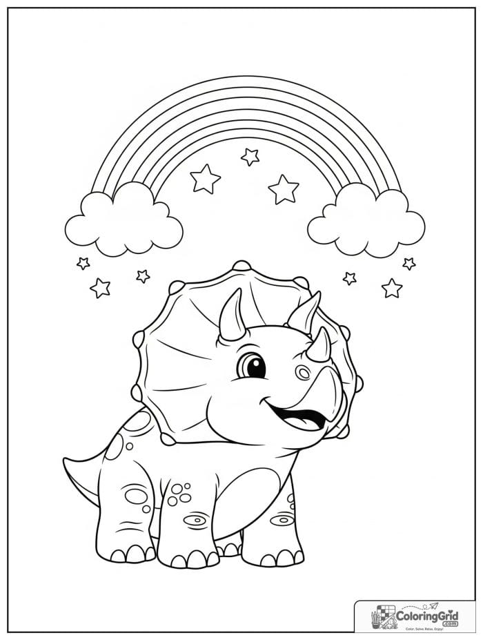 Triceratops under rainbow coloring sheet