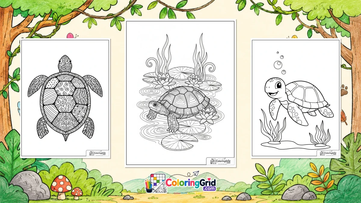 Turtle Coloring Pages - Turtle Coloring Pages: Easy PDF and JPG Printables featured image