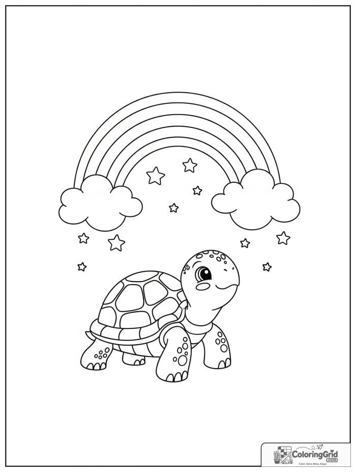 Turtle under rainbow coloring sheet