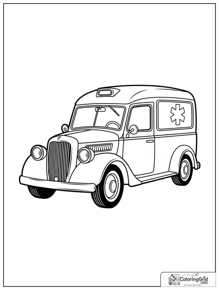 Vintage-style ambulance line drawing
