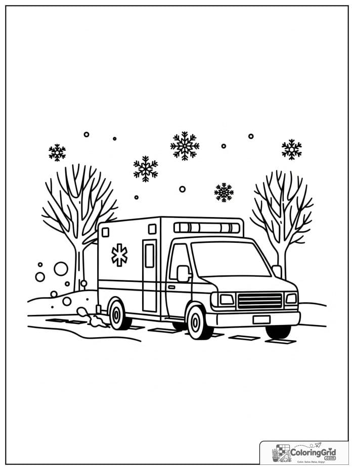 Ambulance in a winter snow scene