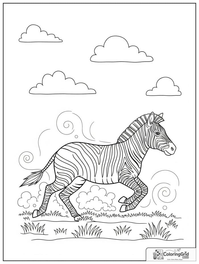 Zebra running through the savanna.