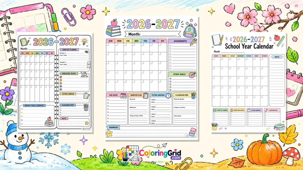 2026-2027 School Year Calendar featured illustration for 2026-2027 School Year Calendar: Printable Academic Planner