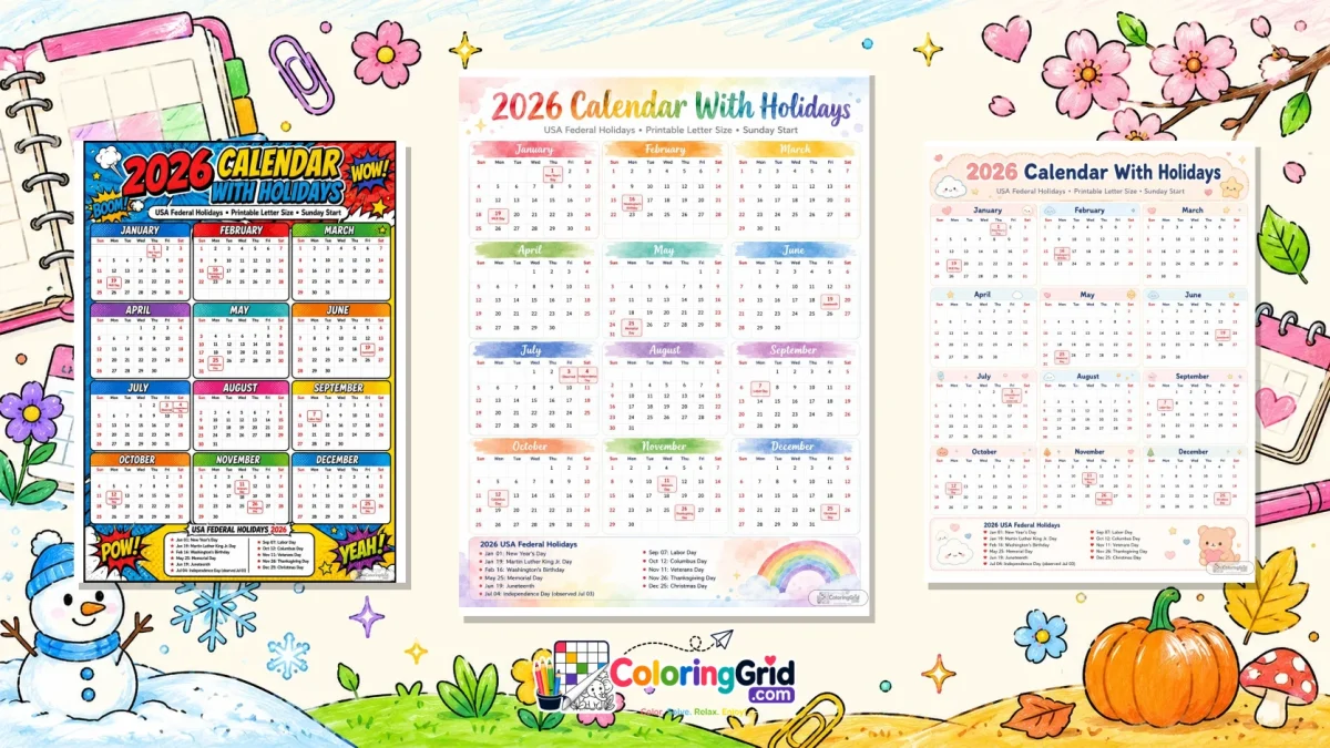 2026 Calendar With Holidays Printable Free USA featured illustration for 2026 Calendar With Holidays Printable Free USA