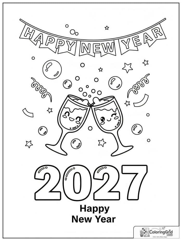Cute cheers glasses with 2027 New Year numbers.